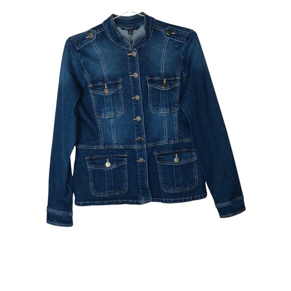 New Baccini Denim Jacket Blue Size Small Classic Button Front Casual Jean - Picture 2 of 14